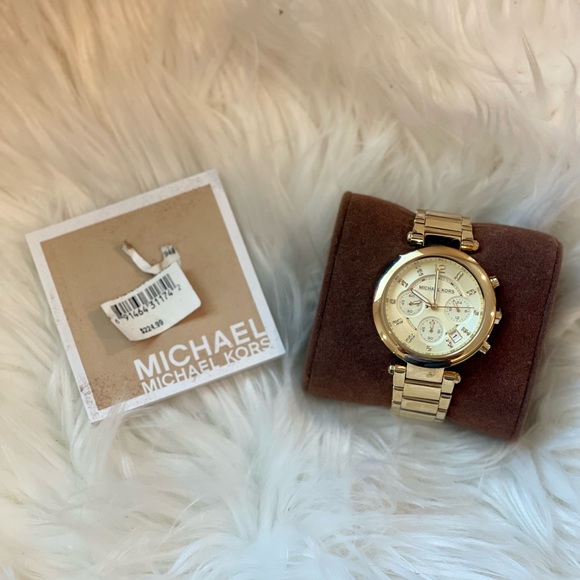 Michael Kors Women’s Watch Gold Parker Crystals Chronograph - Picture 2 of 5